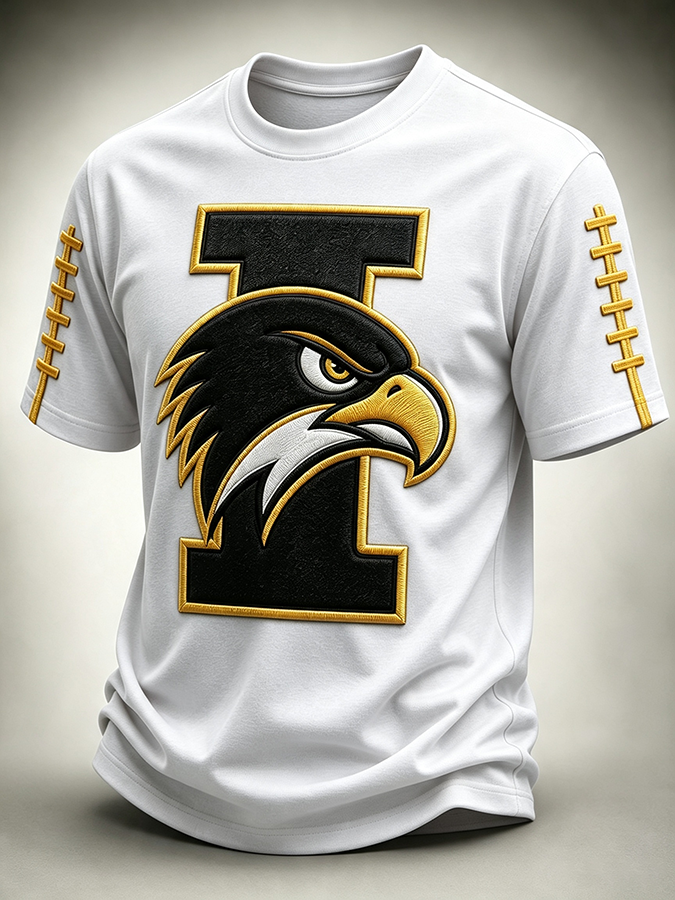 Men'S Rugby Printed Round Neck T-Shirt