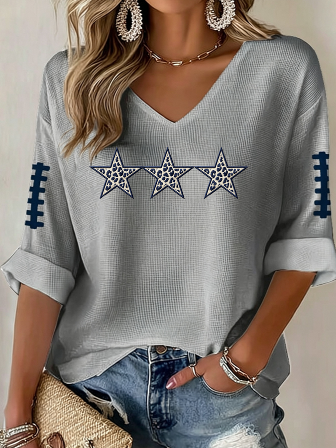 Women'S Football Print Waffle  Top