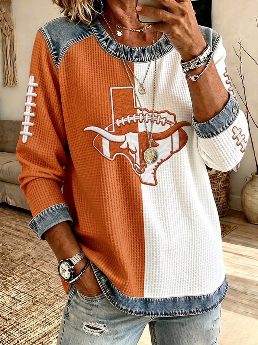 Women'S Football Printed Casual Long Sleeve Top