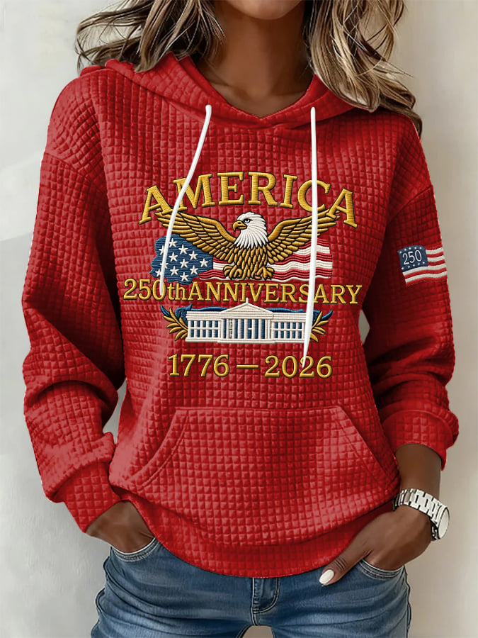 Women'S Casual Hoodie With American 250th Anniversary Print.