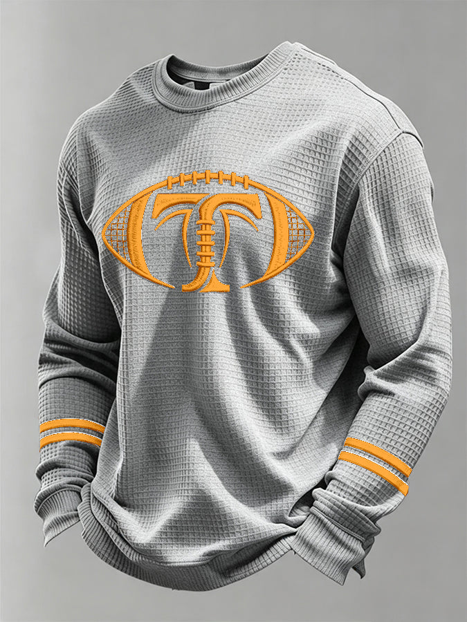 Men's Football Printed Waffle Long Sleeve T-Shirt