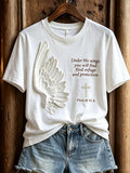 Women's Under His Wings You Will Find Refuge Wings & Cross Print short-sleeved T-shirt