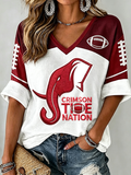 Women'S Football Print Waffle  Top