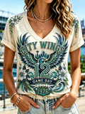 Women'S V-Neck Off Shoulder Short Sleeved T-Shirt