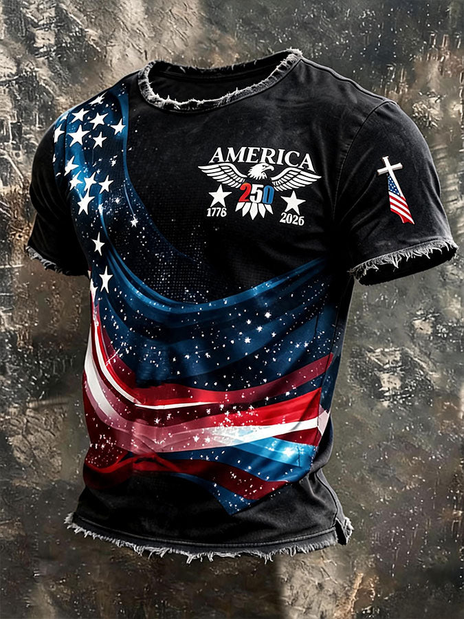 Men'S America Flag Printed Casual T-Shirt