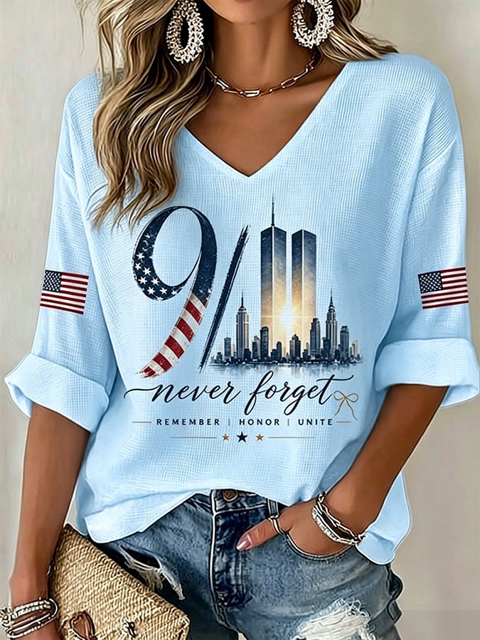 Women's Never Forget September 11 Print T-Shirt