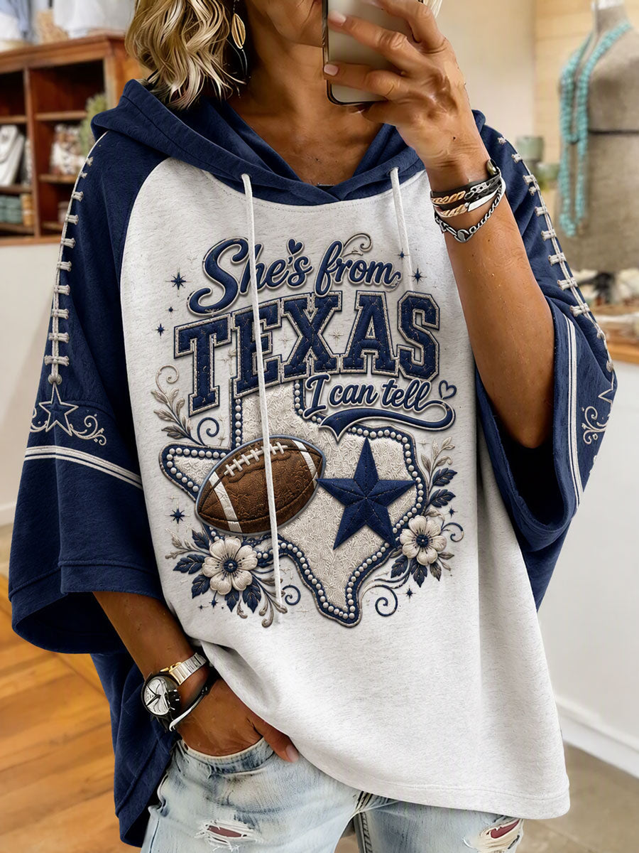 Women’s Game Day Football Print Casual Short-Sleeve Hoodie