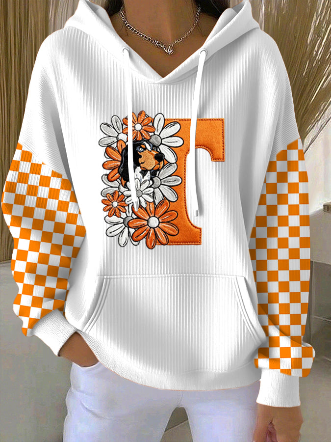 Women'S Football Print Hooded Sweatshirt