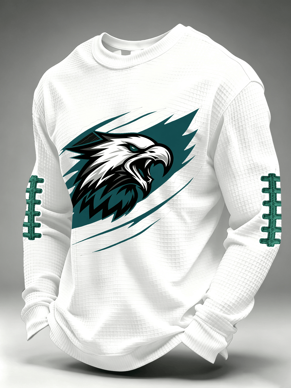 Men'S Casual Football Waffle Round Neck Top