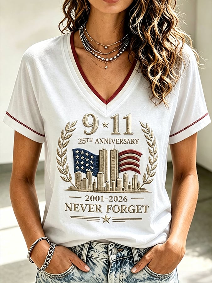 Women's 9.11 Never Forget Printed Casual Tops