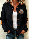 Women's football printed knitted cardigan