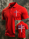 Men'S Flag Cross Print Casual Polo Shirt