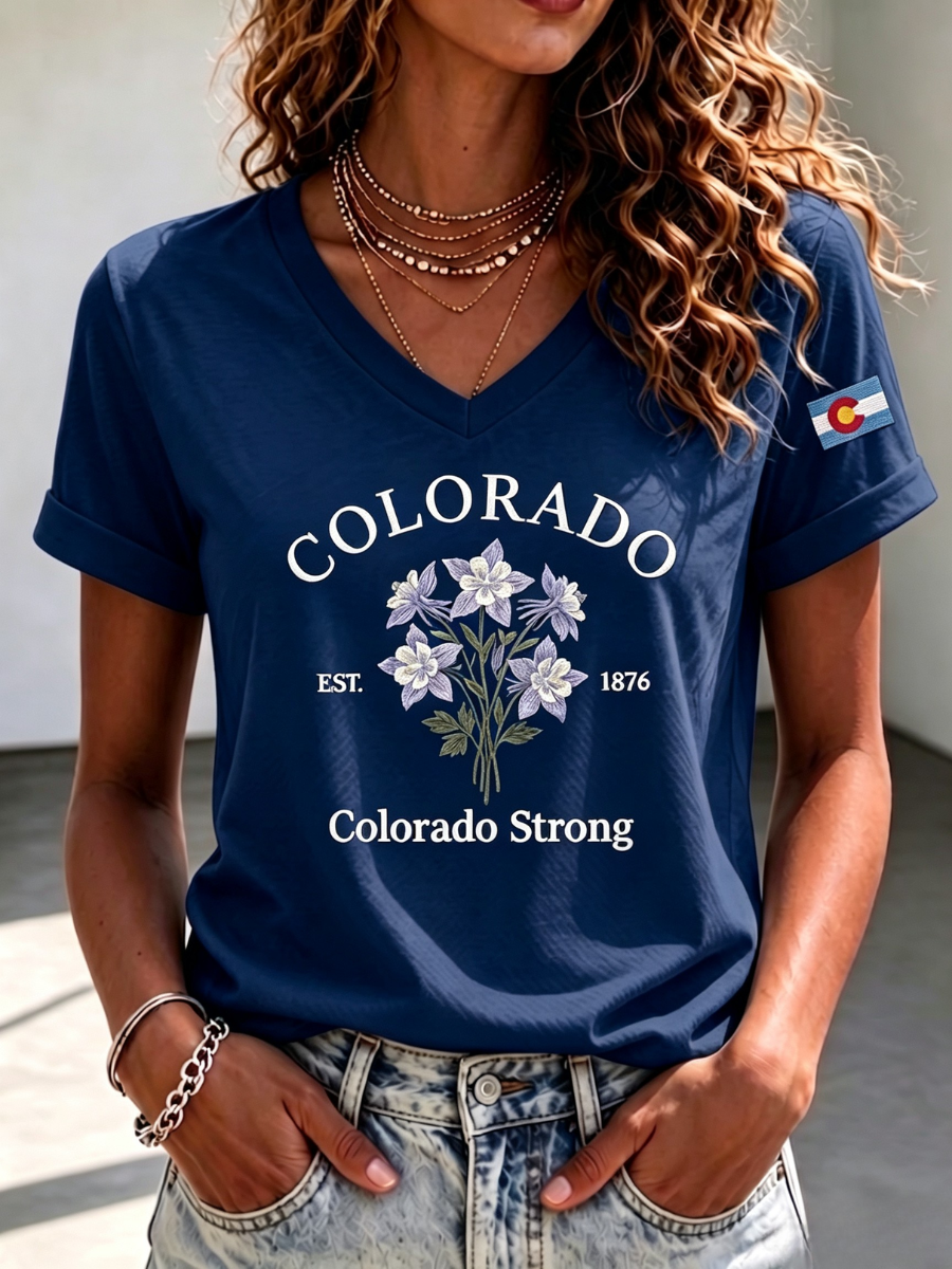 Women'S Colorado Strong: Rising From The Ashesn Printed T-Shirt  V-Neck T-Shirt