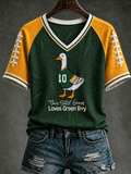Women's Green Bay Football Printed V-neck T-shirt