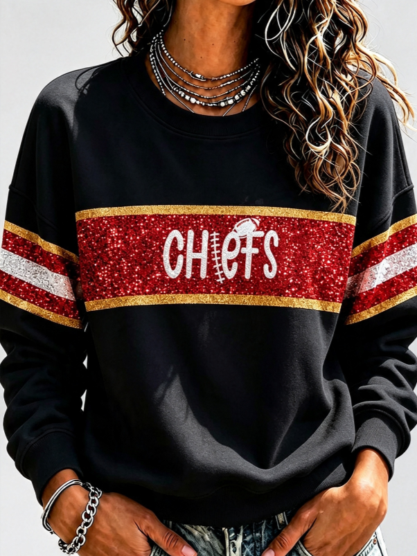 Women's Football Printed Casual Sweatshirt