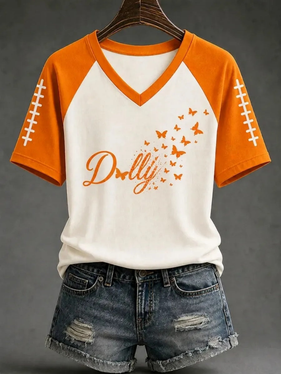 Women's Football Commemorative Printed Casual T-Shirt