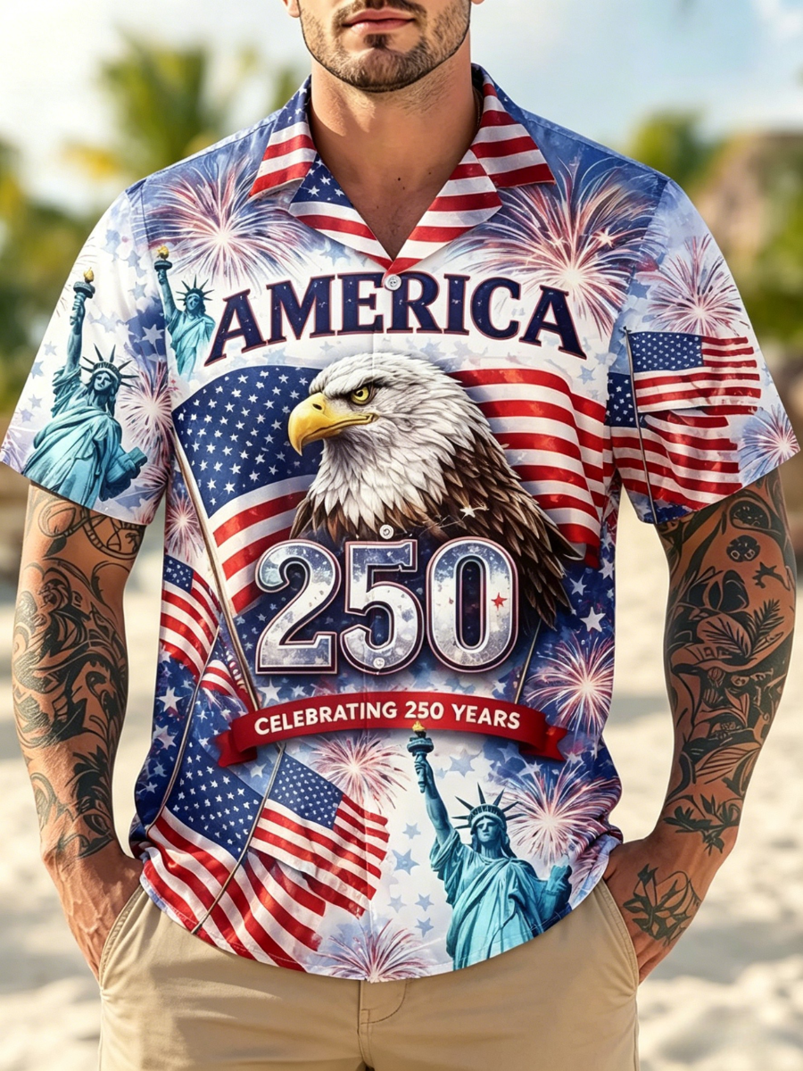 Men's 250th Anniversary Celebration Retro Printed Short Sleeve Shirt