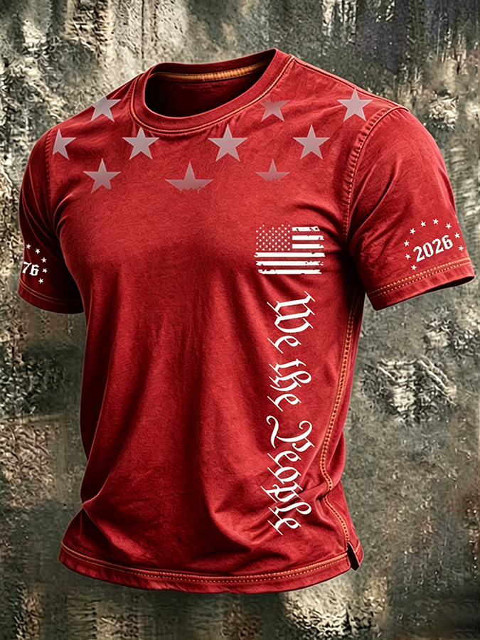 Men'S American Flag Printed Casual T-Shirt