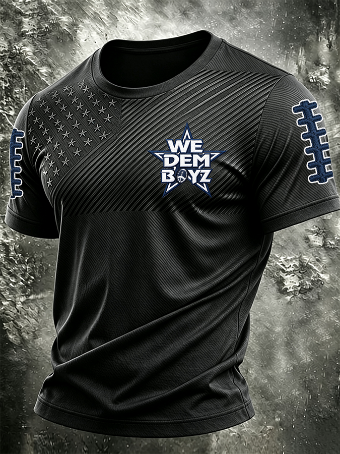 Men'S Football Printed Round Neck T-Shirt