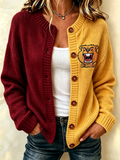 Women'S Casual Football Plant Knitted Cardigan Top