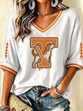 Women'S Football Print Waffle Top