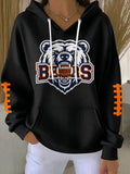 Women'S Football Print Hooded Sweatshirt