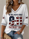 Women's 9.11 Never Forget Printed Casual Tops