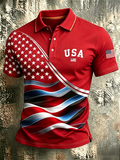 Men'S Casual USA Commemorative Printed Polo Shirt