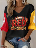 Women'S Football Print Waffle Top