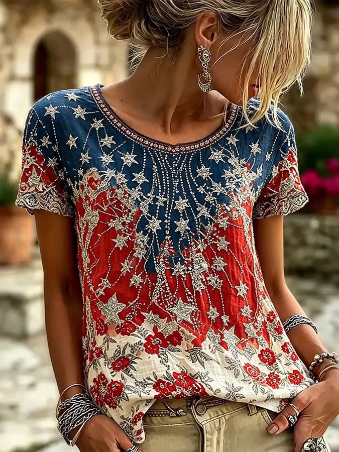 Women's Casual Print Short-Sleeve T-Shirt
