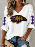 Women'S Football Print Waffle  Top