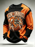 Men's Football Print Men's Waffle Crewneck Sweatshirt