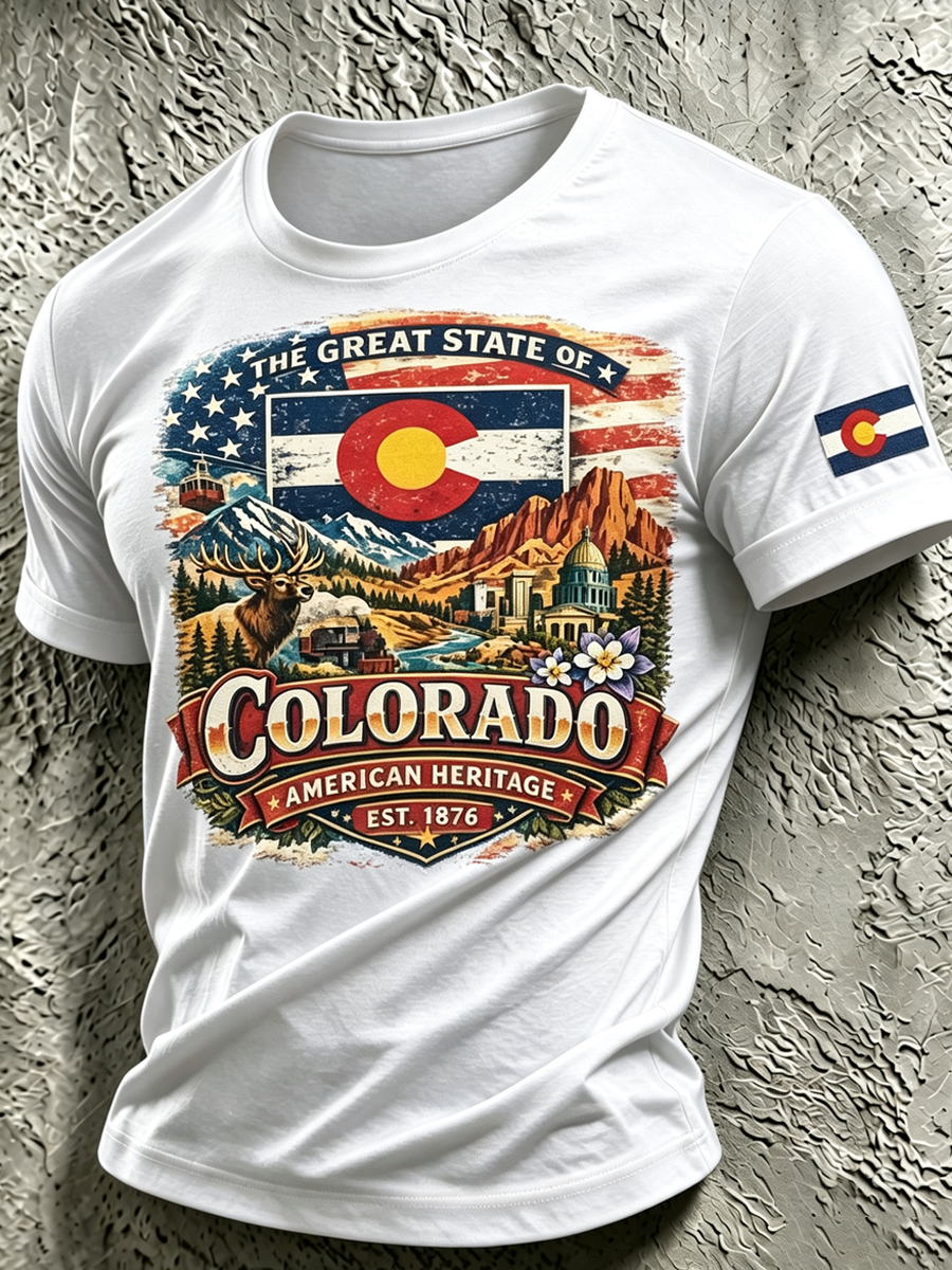 Men's Colorado Strong Print Short Sleeve T-Shirt