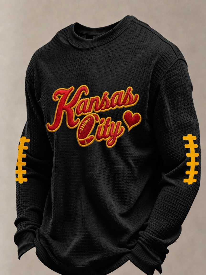 Men'S Football Printed Waffle T-Shirt