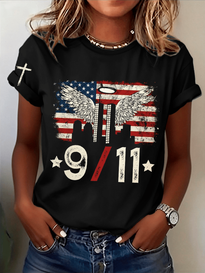 Women's 9.11 We Will Always Remember Print Casual T-Shirt