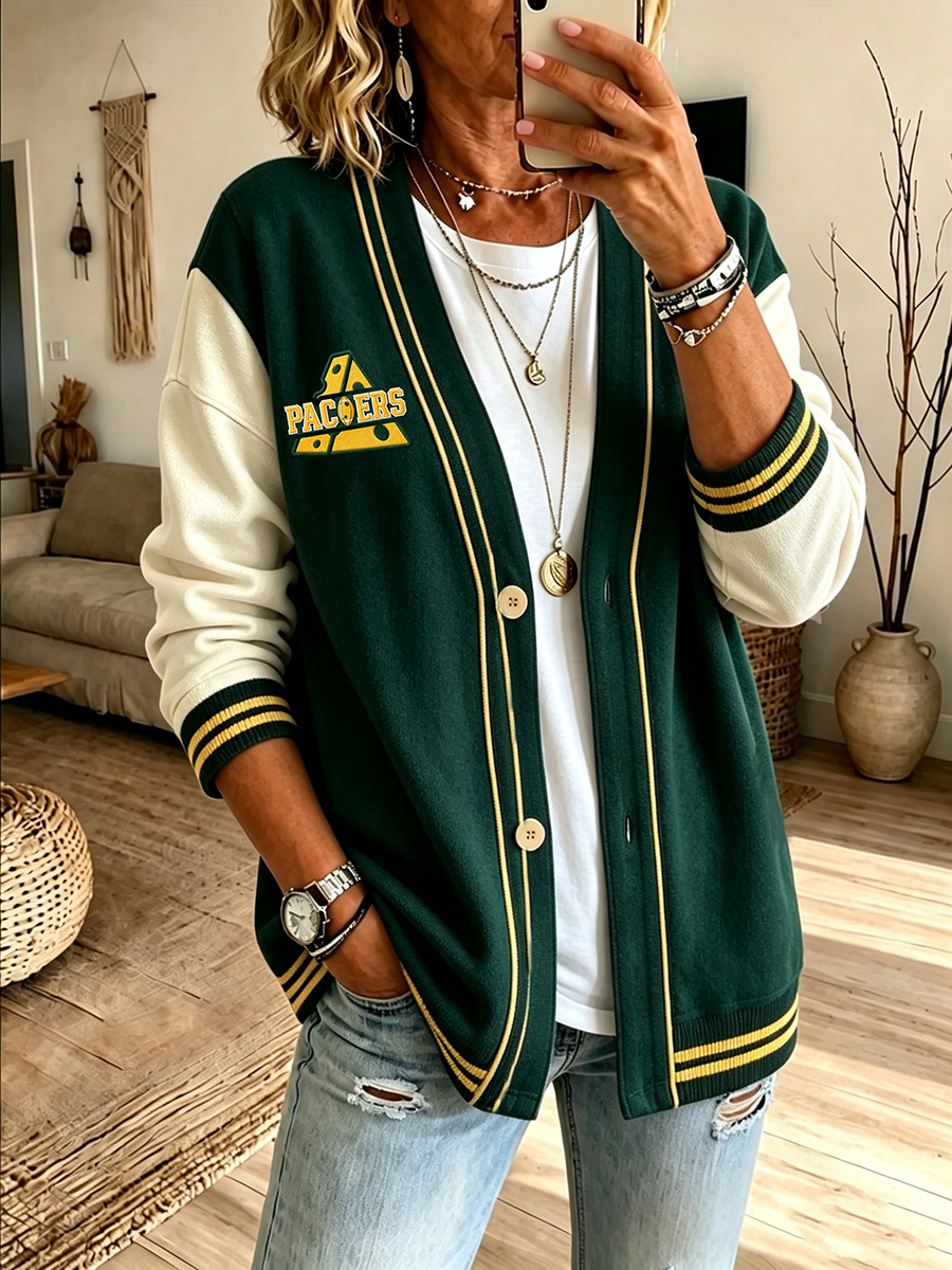 Women'S Football Print Cardigan