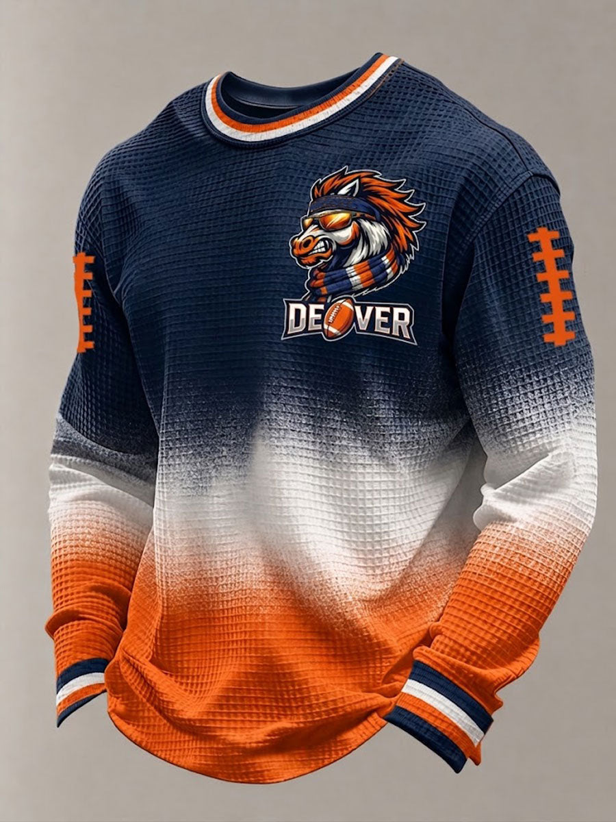 Men'S Football Printed Waffle Sweatshirt