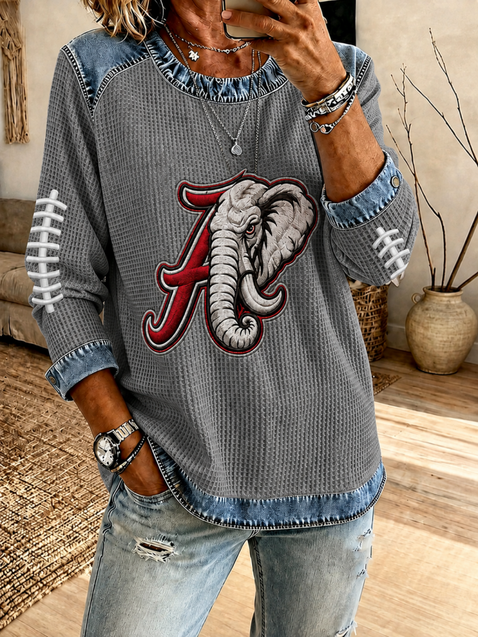 Women'S Football Printed Casual Long Sleeve Top