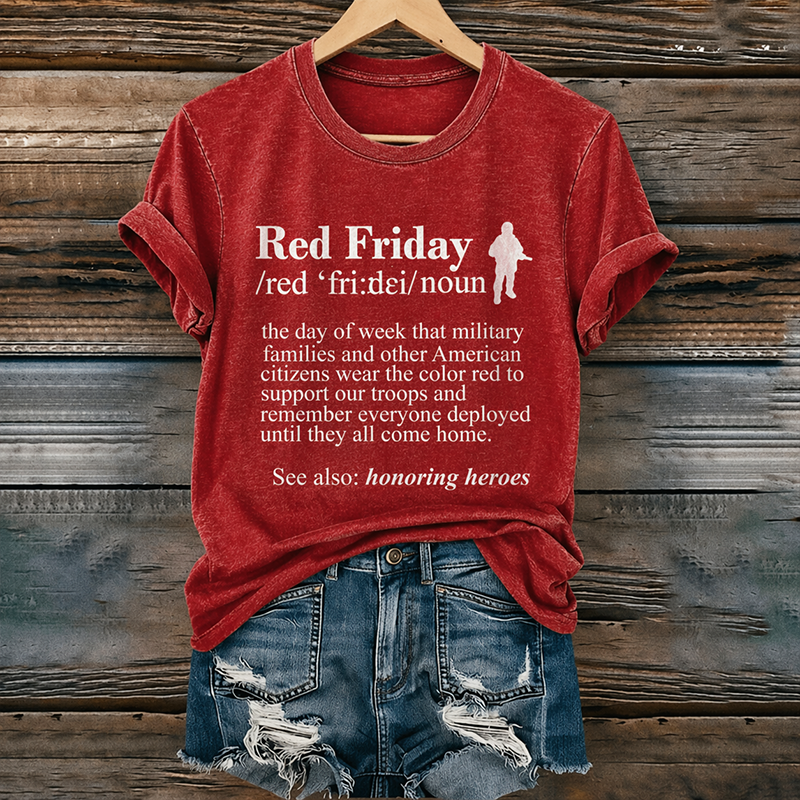 Women's "Red Friday"Commemorative Crew-Neck T-Shirt