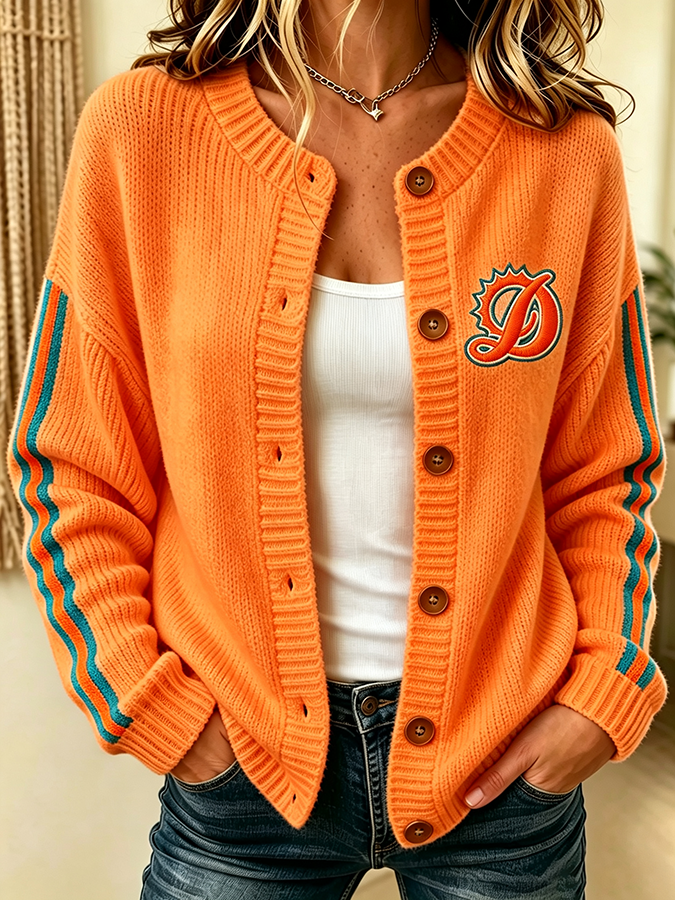 Women'S Casual Football Plant Knitted Cardigan Top