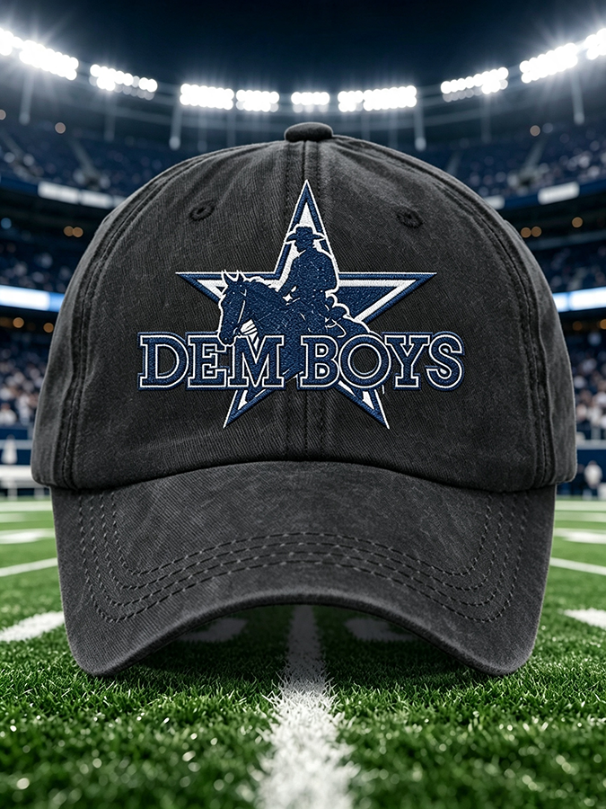 Unisex Football Print Washed Duckbill Cap