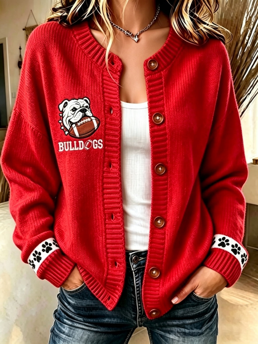Women's Football Pattern Knitted Cardigan Top