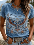 Women's 250th Anniversary Printed Casual Crew-Neck T-Shirt