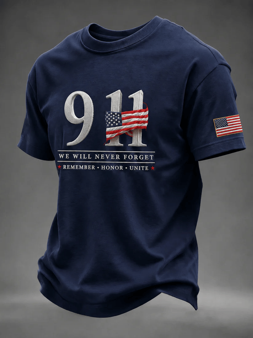 Men's 9.11 Never Forget Print Casual T-shirt