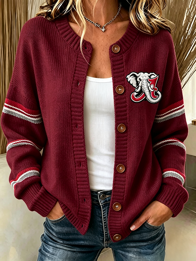 Women'S Casual Football Plant Knitted Cardigan Top
