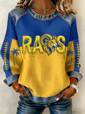 Women'S Football Printed Casual Waffle Sweatshirt