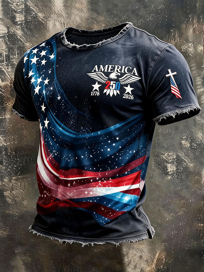 Men'S America Flag Printed Casual T-Shirt