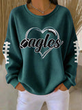 Women'S Football Print Casual  Printed Waffle Sweatshirt
