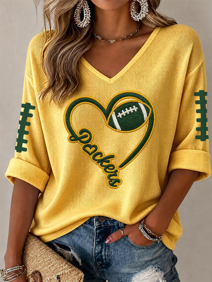Women'S Football Print Waffle Top