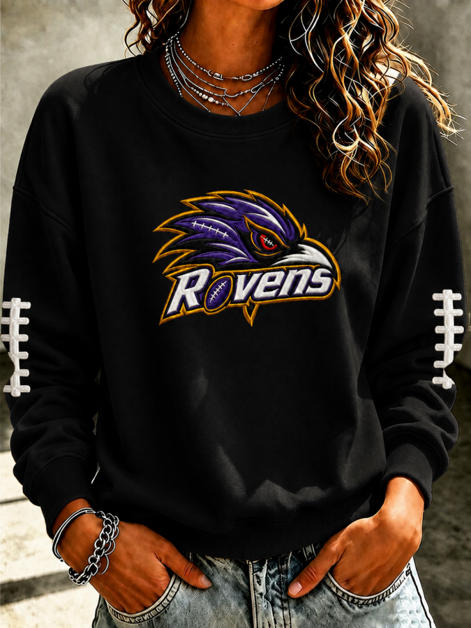Women'S Retro Football Print Round Neck Sports Shirt